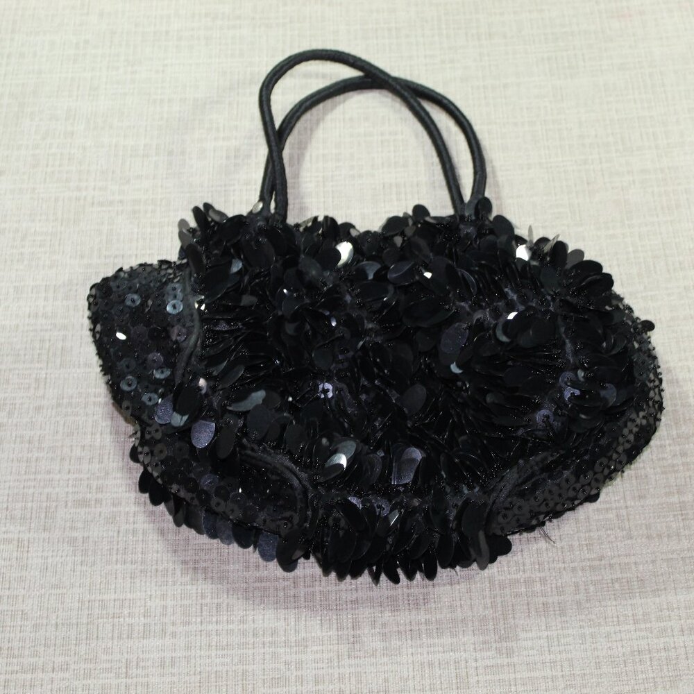 Vintage Nicole Lee Collection Black Large Sequin Hand Bag